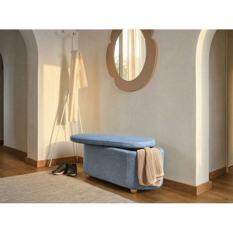 Fabric Upholstered Storage Bench, Blue