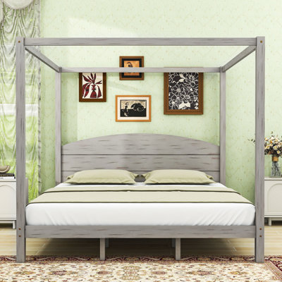 King Canopy Bed with Sturdy Frame and Space Saving Design
