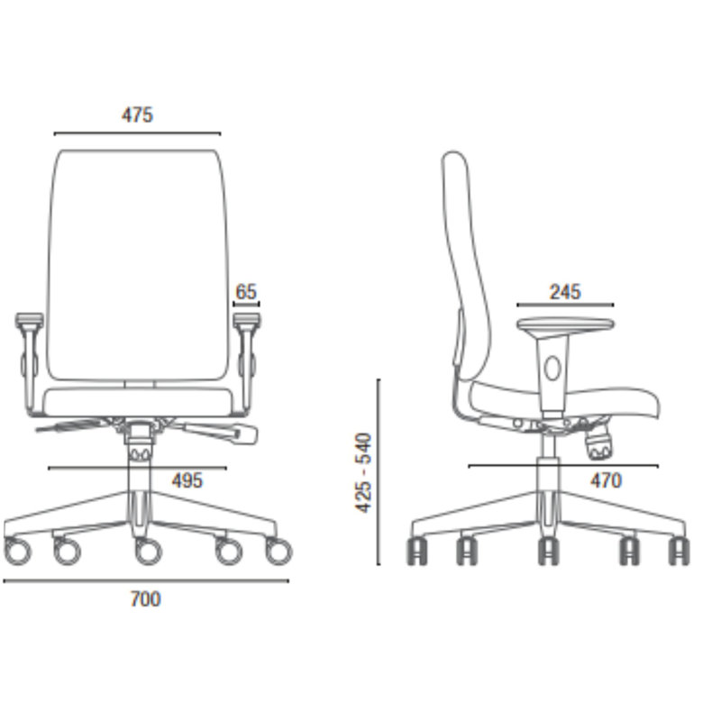 Black Leather High Back Executive Chair with Adjustable Arms