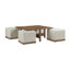 Ensemble de tables basses contemporaines carrées avec 4 tabourets revêtus de brun
