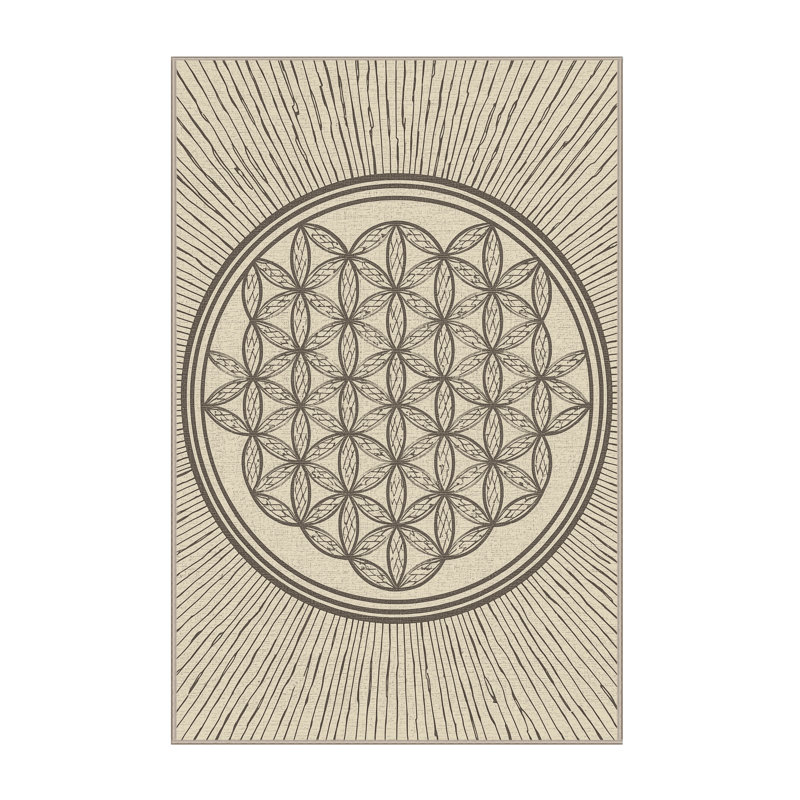 Soft Plush Earls Global Inspired Geometric Area Rug in Beige – Beige Binding, 5x8