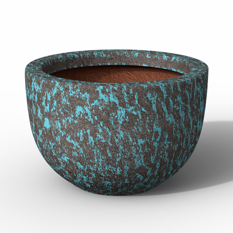 Grande jardinière / pot rond en béton avec trous de drainage 17 po., H 11,02 po x l 16,73 po x P 16,73 po