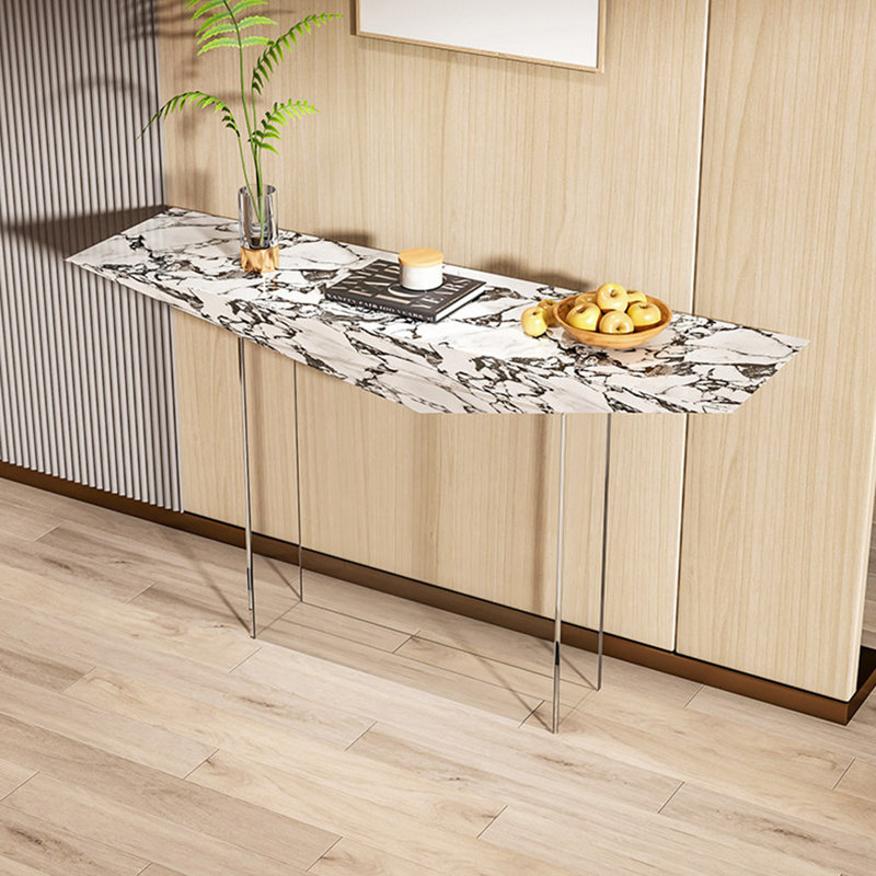 Console en pierre frittée de style italien, H 33,4 po x l 59 po x P 14,9 po, Noir / blanc