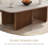 51.2" Brown Wood Coffee Table with Stone Top, Adjustable Walnut Legs & Beige Sintered Stone Surface
