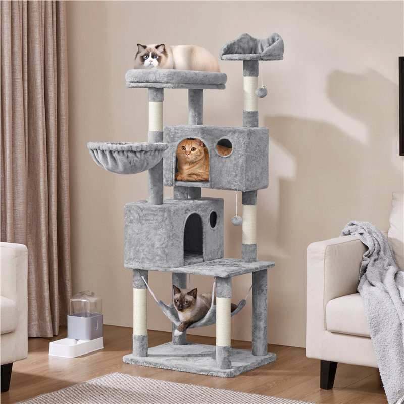 Multiple Level Cat Tree with Scratching Posts, Light Grey