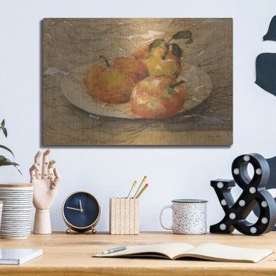 Art mural en métal Rosalind Wheeler «Bowl Of Fruit 3» par Cheri Blum