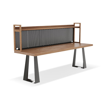Bureau noyer + bois massif rectangulaire noir + fer