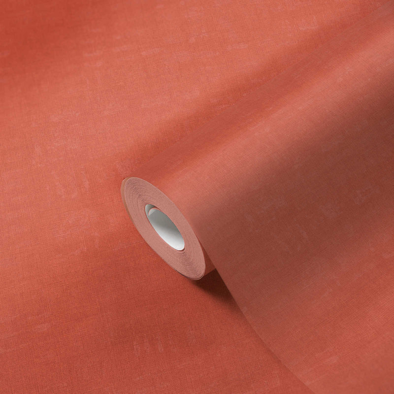 Diez Linen Effect 10.05m x 53cm Textured Matte Wallpaper Roll, Orange