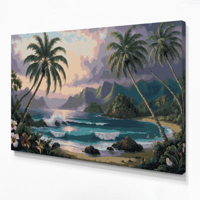USA State Hawaii Black Canvas Wall Art