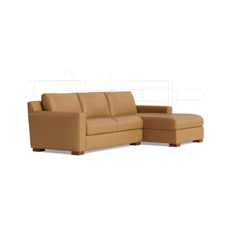 Couch Potato Leather Sectional, Leather - Butterscotch, Right Hand Facing