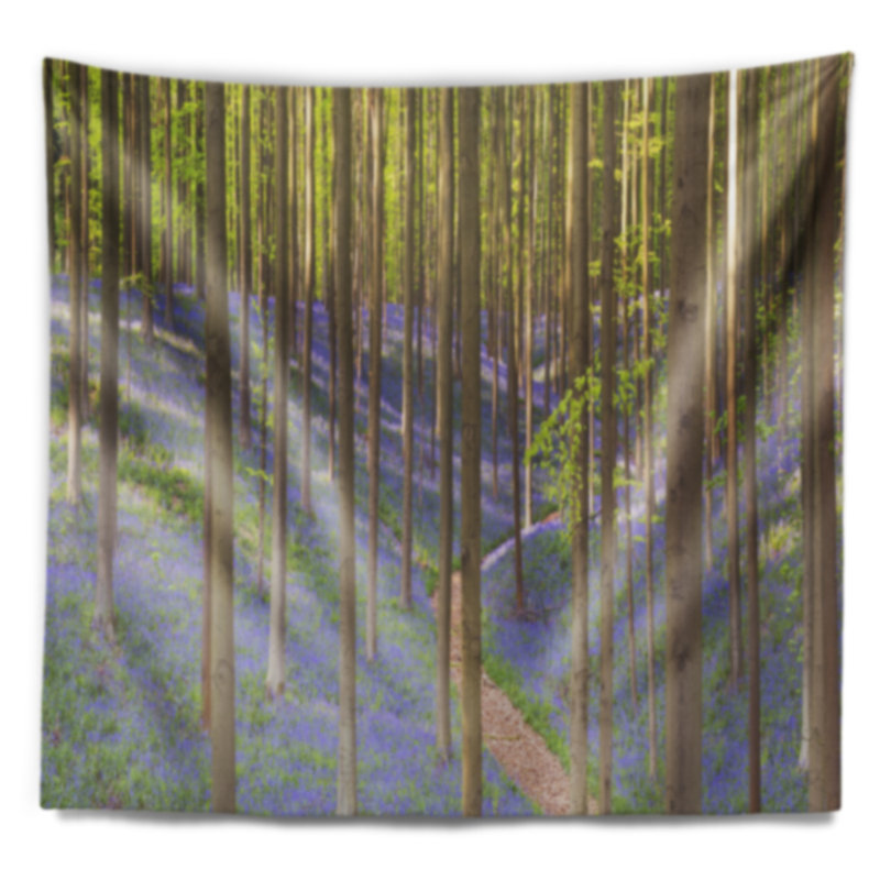Tapisserie panorama à bluebell forestière en polyester avec accessoires suspendus inclus, H 32 po x l 39 po