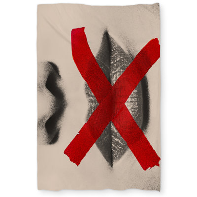 Grayscale Lips with Red X | Beige Modern Duvet Cover for Home Decor