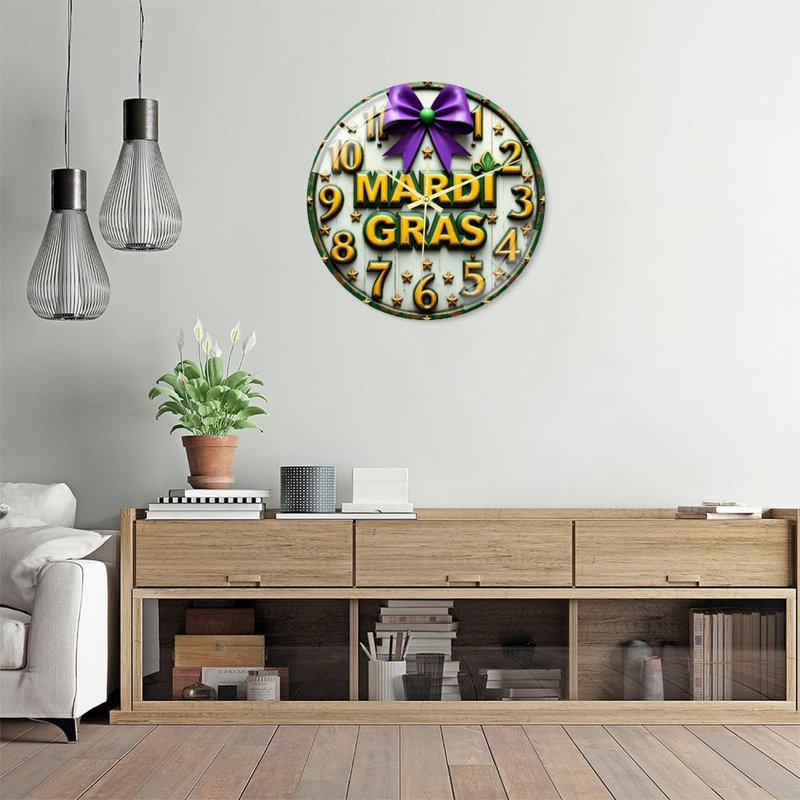 Horloge murale 16 po Mardi Gras