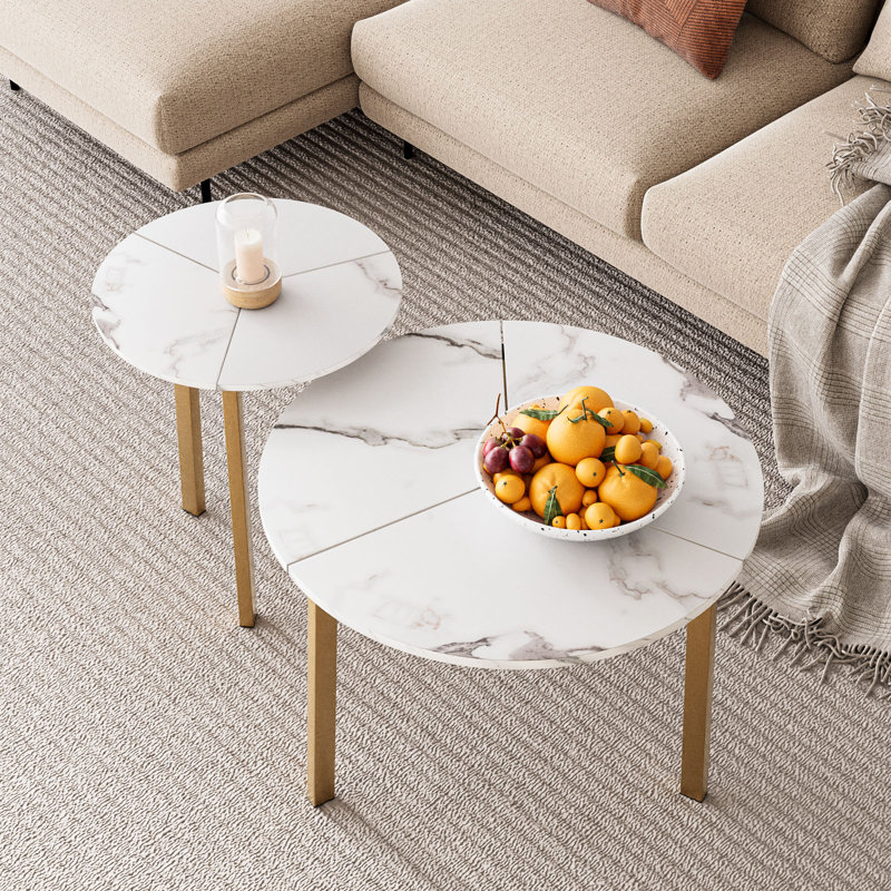 Nesting Coffee Table, White, Gold