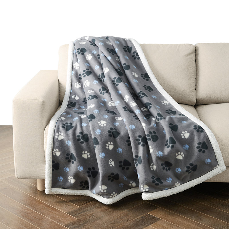 Couverture luxueuse et durable en sherpa imperméable, Gris