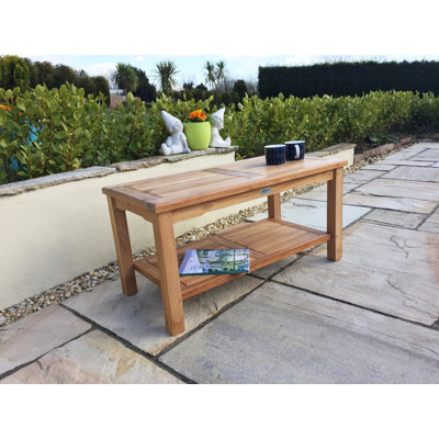 Marsworth Rectangular Teak Solid Wood Outdoor Coffee Table - 90 cm W 45 cm D