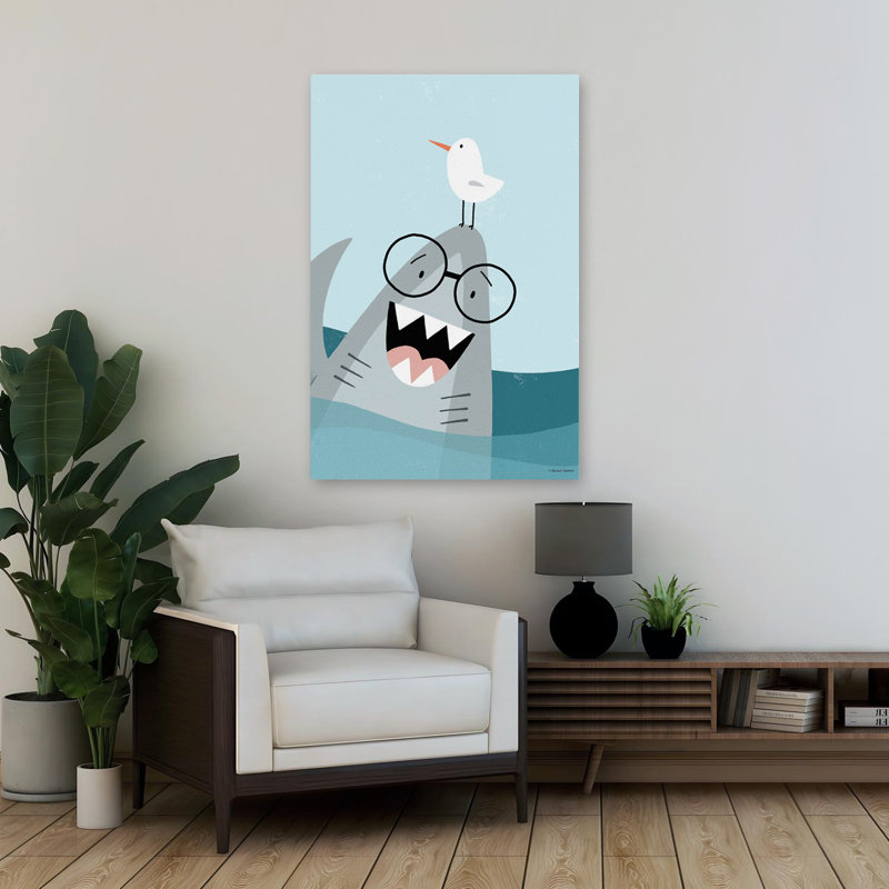 Shark Hello - dessin nautique d'enfants fantaisistes, H 36 po x l 24 po