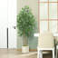 Faux arbre ficus en pot avec pot à fleurs blanc Adcock, plante ficus vert, faux arbre pour la décoration intérieure-29125070