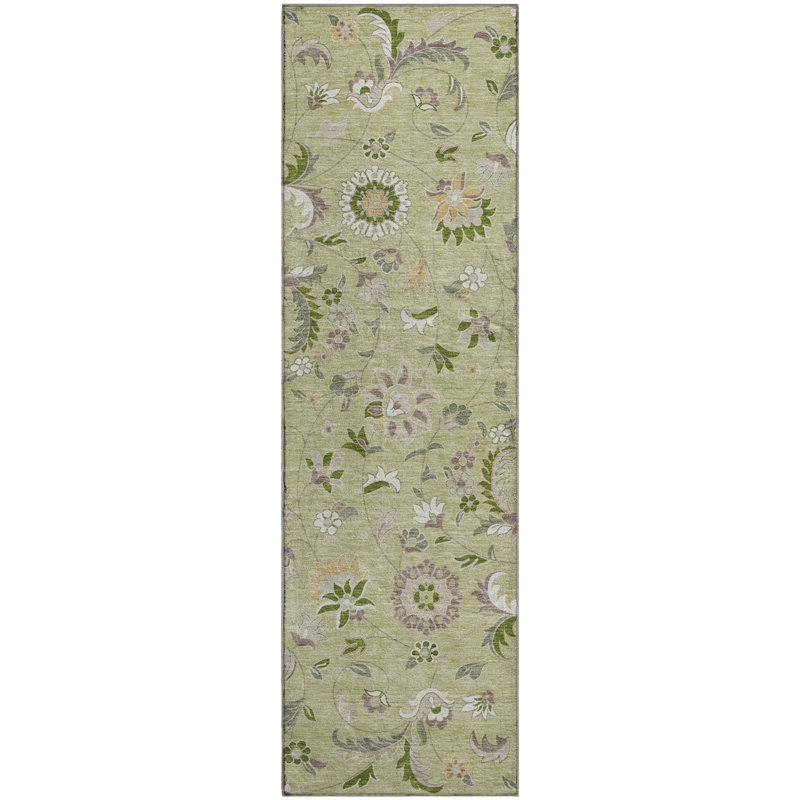 Premium Machine Washable Goulven AMF1006 Floral Rug, Runner 2'3" x 7'6"