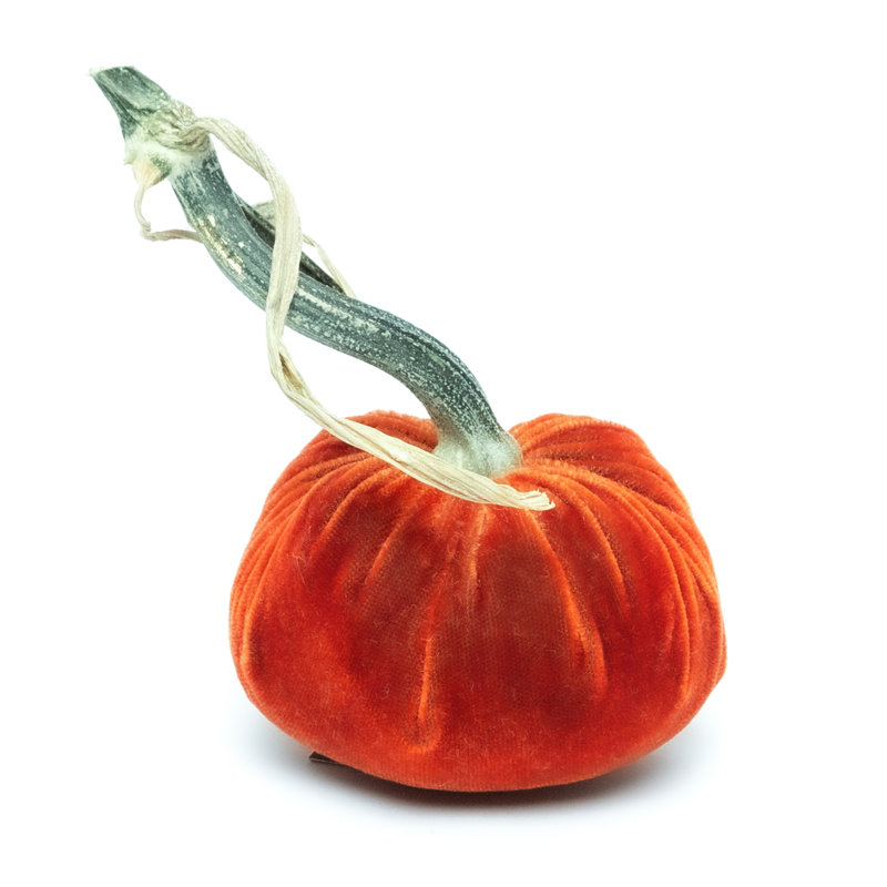 Apricot Silk Velvet Pumpkin, 4'' H X 2.5'' W X 2.5'' D