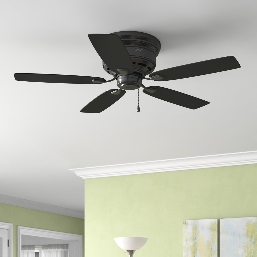 48" Sea Wind 5 - Blade Flush Mount Outdoor Ceiling Fan with Pull Chain Hunter Fan 