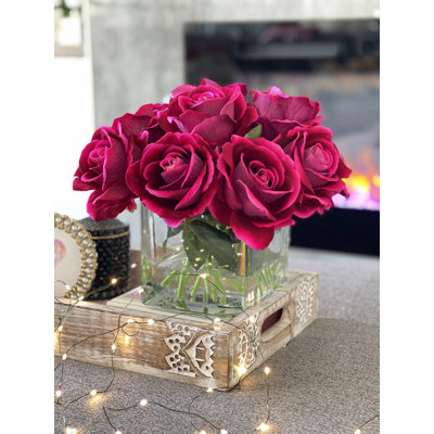 Velvet Roses Arrangement, Artificial Faux Centerpiece