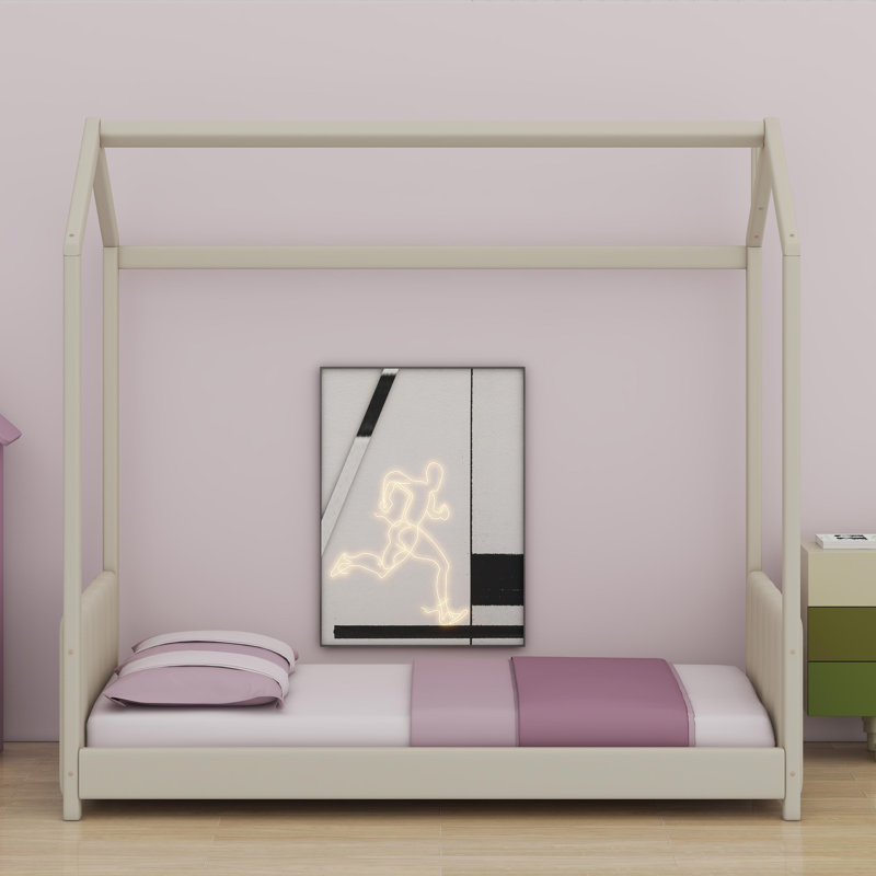 Lit en bois Velvet House, Beige