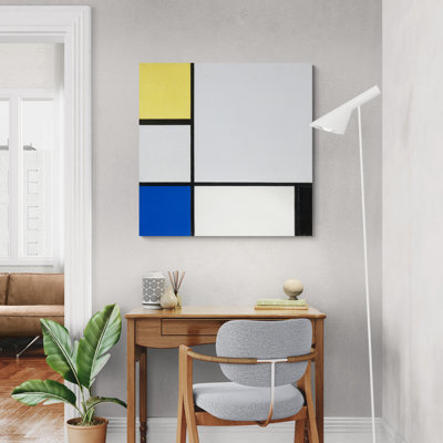 Composition With Yellow, Blue, Black And Light Blue by Piet Mondrian - Wrapped Canvas Art Prints