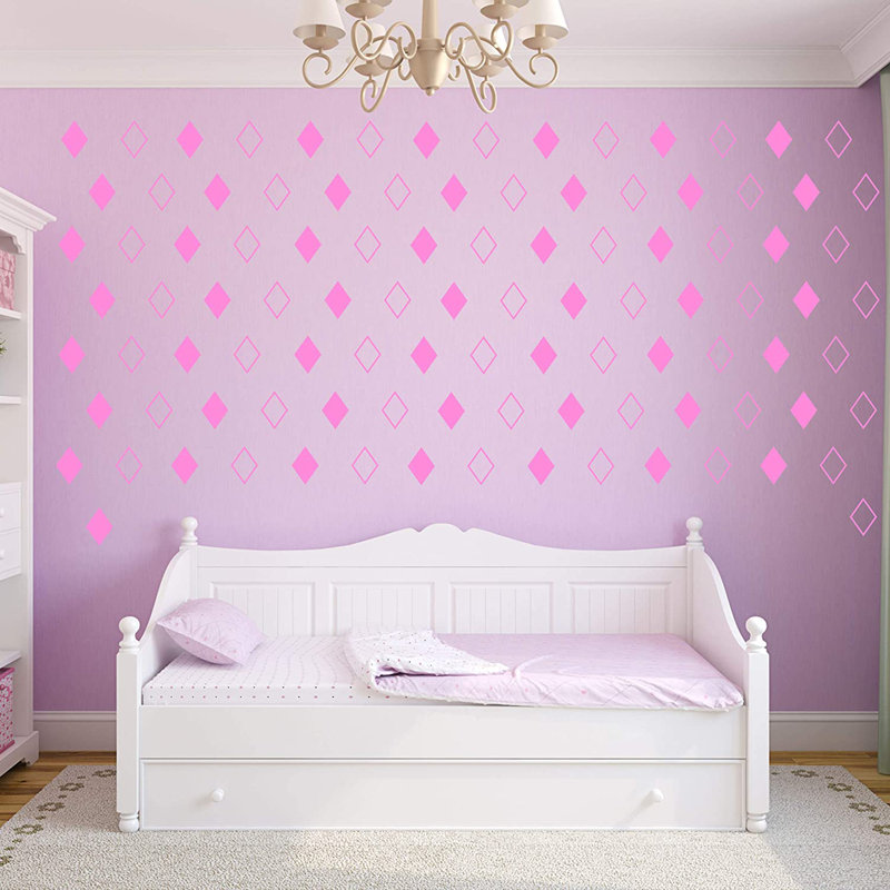 Adhésif décoratif losanges, H 4 po x l 2,5 po x P 0,6 po, Rose