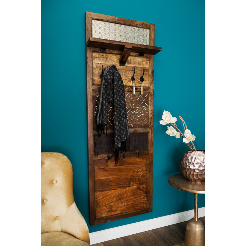 Atianna Mango Solid Wood Hall Tree, Dark Brown