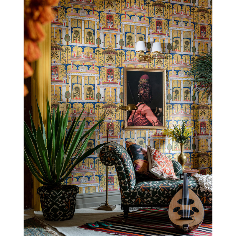 Tales Of Maghreb Wallpaper Roll, Green/Mint/Red/Yellow