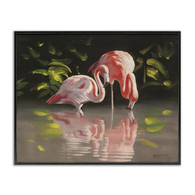 Flamants roses avec étang, art de la giclée par D. Rust