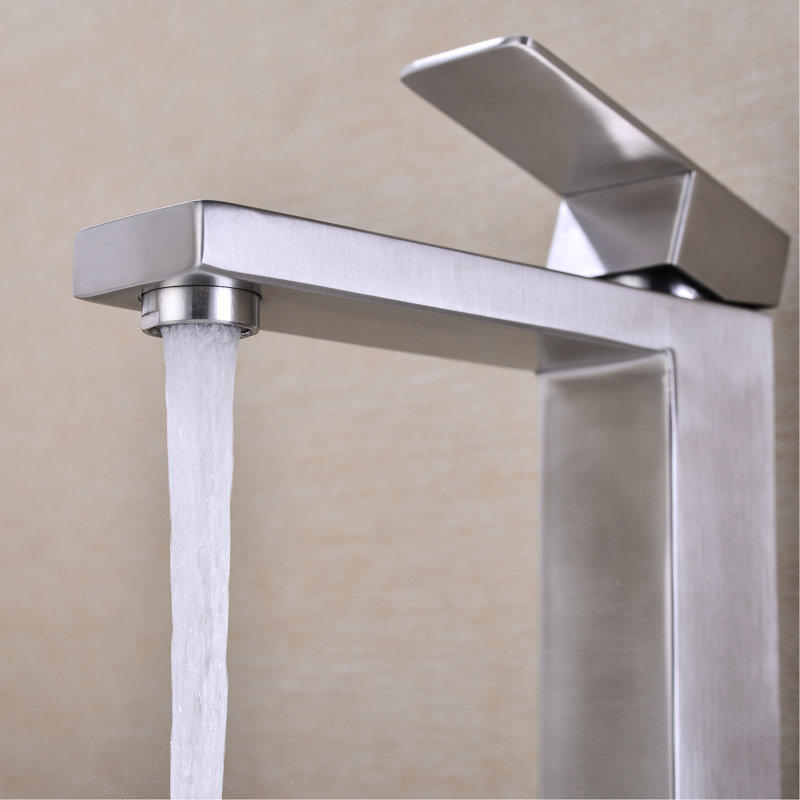 Contemporary Bathroom Tap In Brushed Nickel - Enhances Function And Style Single Hole Faucet Smooth Straight Flow With Splash- Aerator