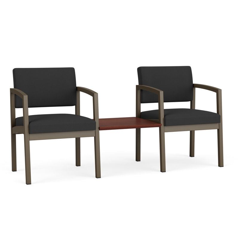 Structure tandem 2 places avec table centrale en acier Lenox, Bronze / cerise Canyon, Cerise Canyon