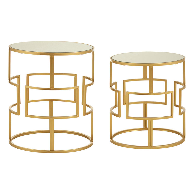 Elsner Glass Top Drum Nesting Tables