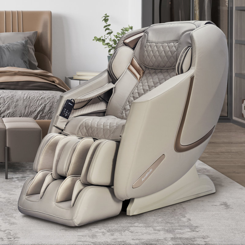 3D Premium Massage Chair, Taupe Faux Leather