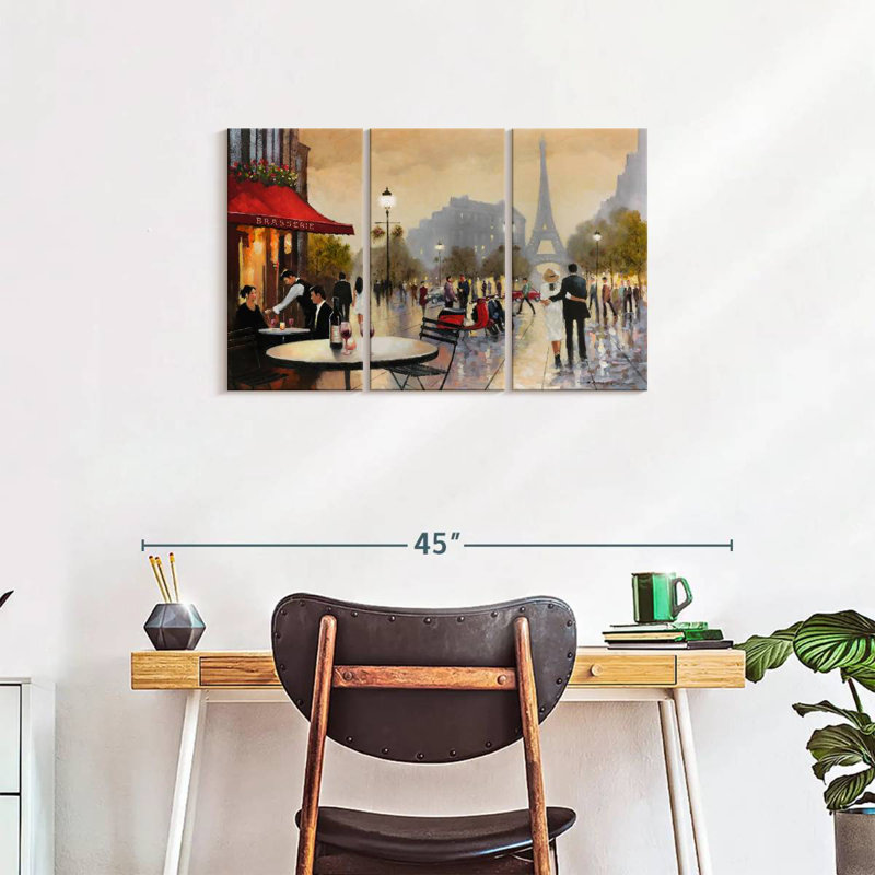 'Couple's Paris Stroll, 20" H x 33" W