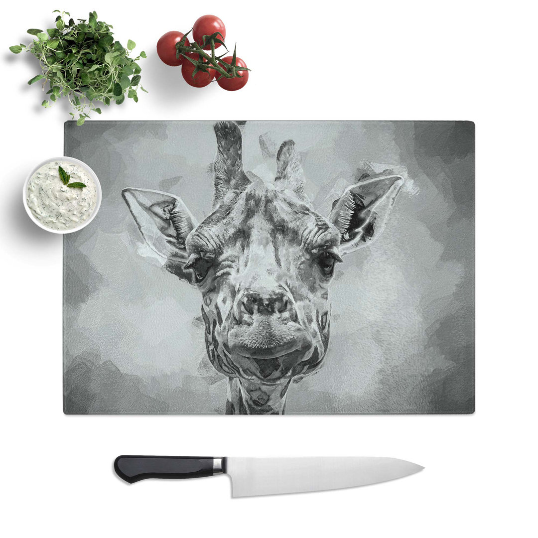 Tempered Glass Wonderful Giraffe in Abstract Chopping Board