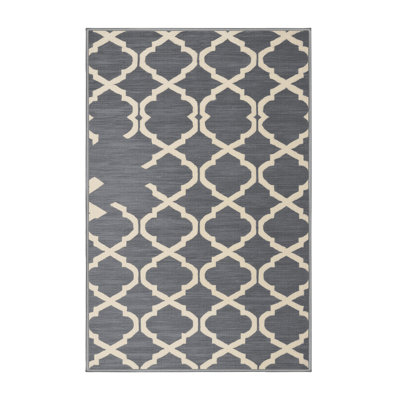 Machine Washable Trellis Gray Area Rug