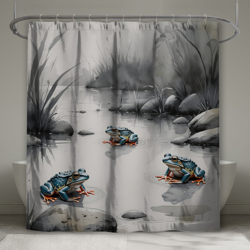Rideaux de douche Blue Frogs In Pond, L 70 po x H 72 po