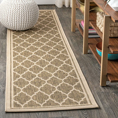 Hague Moroccan Trellis Textured Weave Brown/Beige Indoor/Outdoor Rug