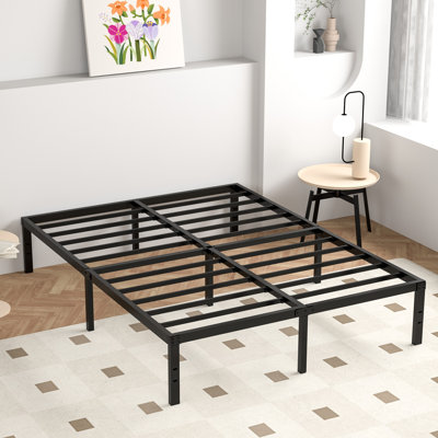 14'' Metal Bedframe No Box Spring Needed Eassy Assemble Platform Bed