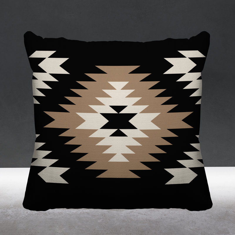 Coussin décoratif intérieur / extérieur Southwestern, L 15 po x H 15 po, Beige