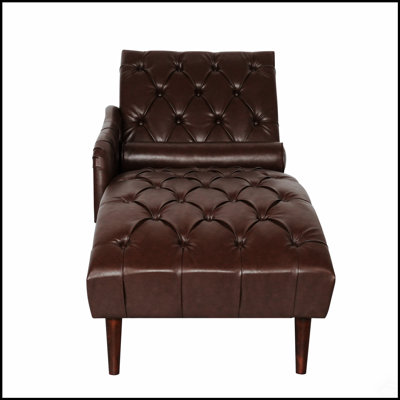 Chaise Lounge Arm Chair With Pillow And Solid Wood Legs, Perfect For Indoor Relaxation And Elegant Home Decor