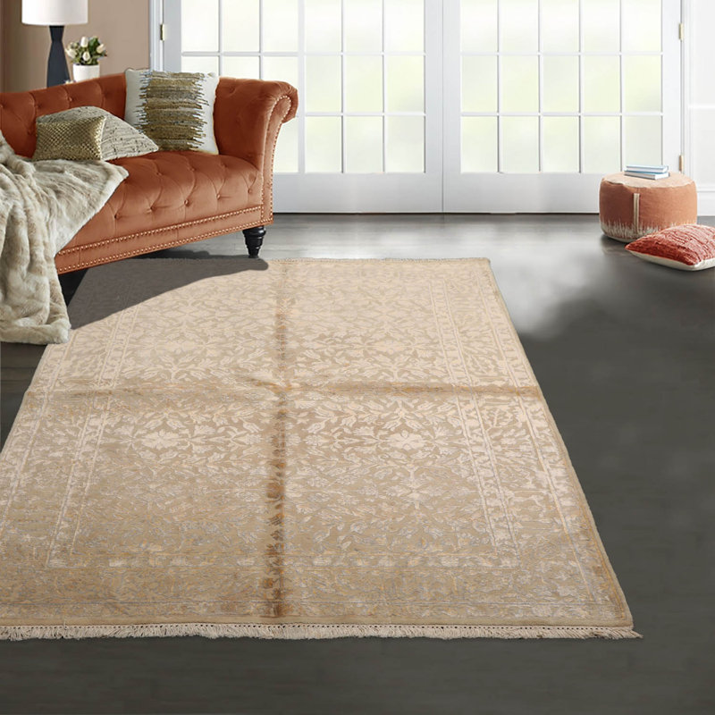 Lorrine One-of-a-Kind Rectangle 4'3'' X 5'10'' 1970s Wool Area Rug in Ivory