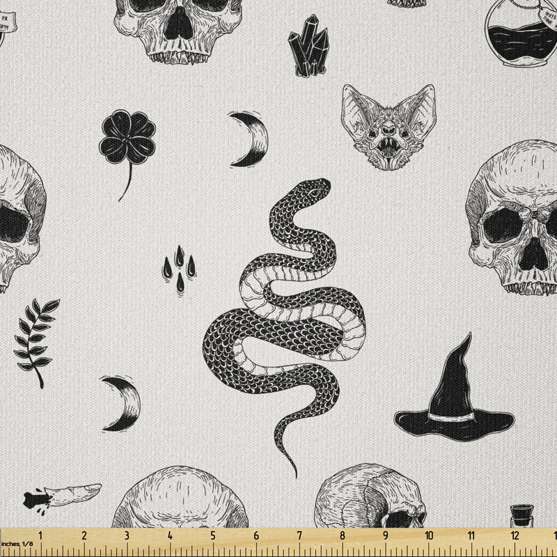 Coulette Skull Snake Bat Moon Witch Hat Halloween Multi-Purpose Fabric