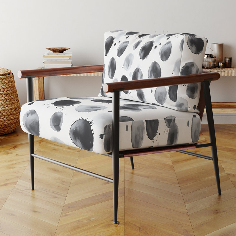 Fauteuil décoratif abstrait - Fauteuil graphite silencieux, Bras ronds bruns