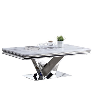 50.6" W Glam Coffee Table, Chrome