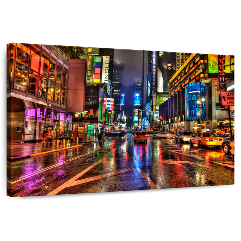 Ravi Times Square Rainy Night, H 24 po x l 36 po