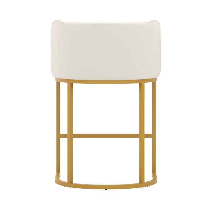 Tabouret de comptoir rembourré 26 "avec structure en métal Jessica, Beige / lin, Doré